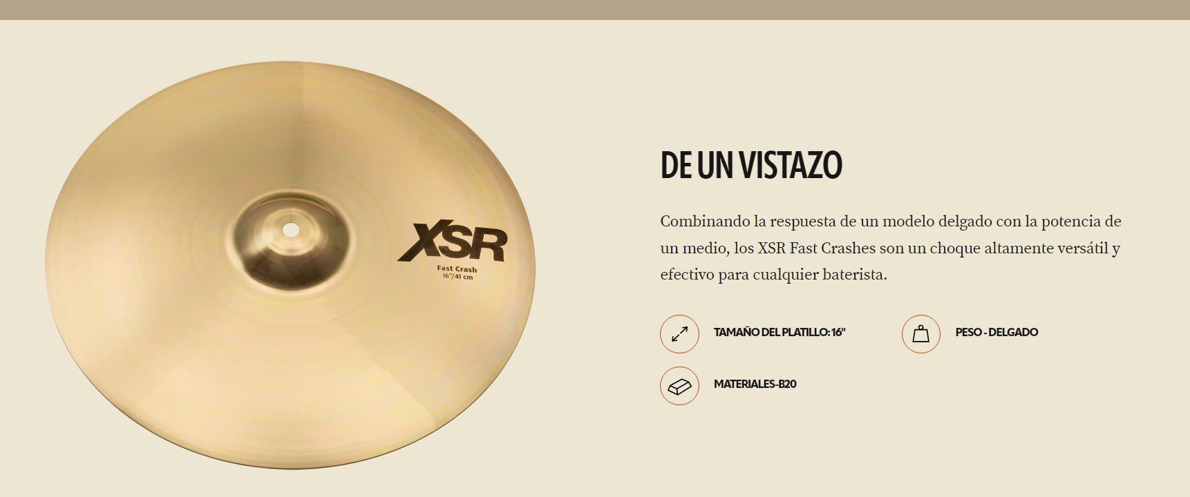 XSR1607B Sabian PLATILLO XSR FAST CRASH 16 Ultramar Audio