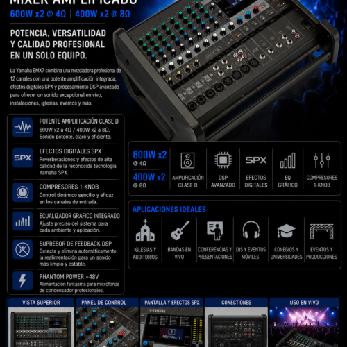 Yamaha EMX7 Consola Amplificada de 12 canales