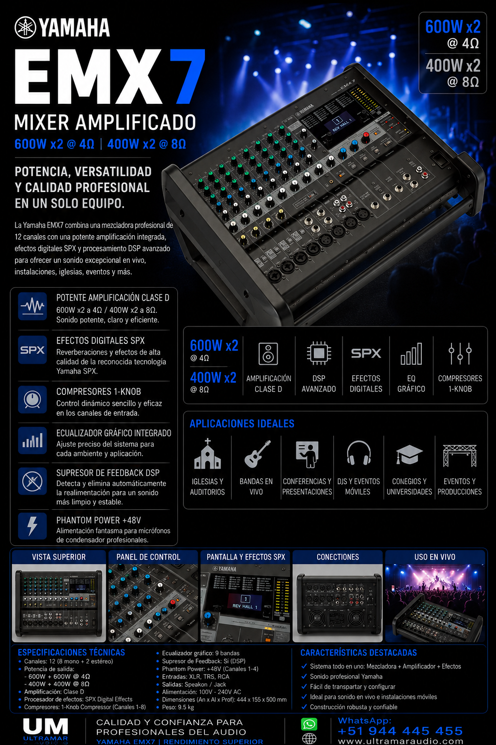 Yamaha EMX7 Consola Amplificada de 12 canales