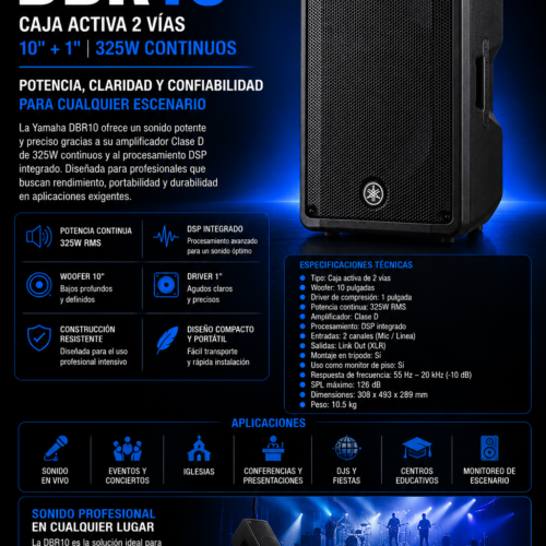 Yamaha DBR10 caja activa profesional de 10 pulgadas y 325W RMS