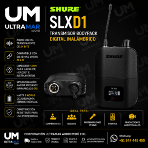 Shure SLXD1 Transmisor Bodypack Digital Inalámbrico