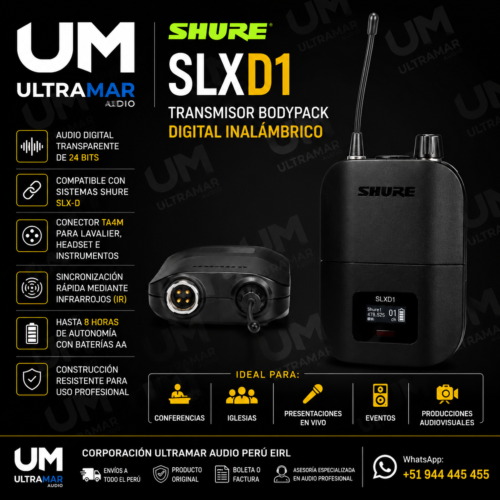 Shure SLXD1 Transmisor Bodypack Digital Inalámbrico