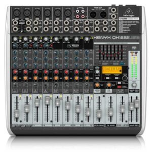 Behringer QX1222USB Mezclador premium de 16 entradas y 2/2 buses con preamplificadores y compresores de micrófono XENYX, procesador Klark Teknik Multi-FX, opción inalámbrica e interfaz USB/audio