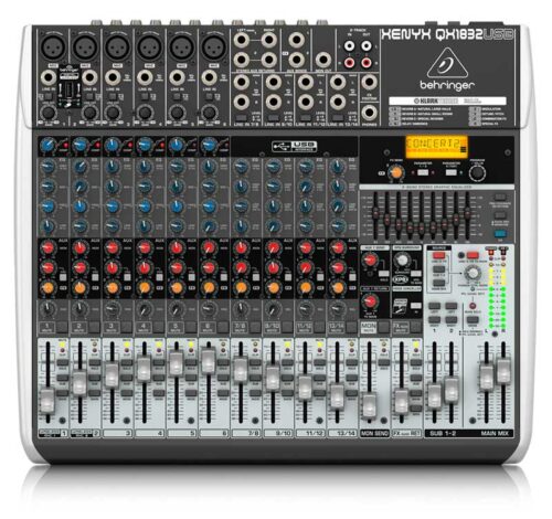 QX1832USB | Behringer | Mezclador 18 entradas y 3/2 buses con preamplificadores y compresores de micrófono XENYX, procesador Klark Teknik Multi-FX, opción inalámbrica e interfaz USB/audio
