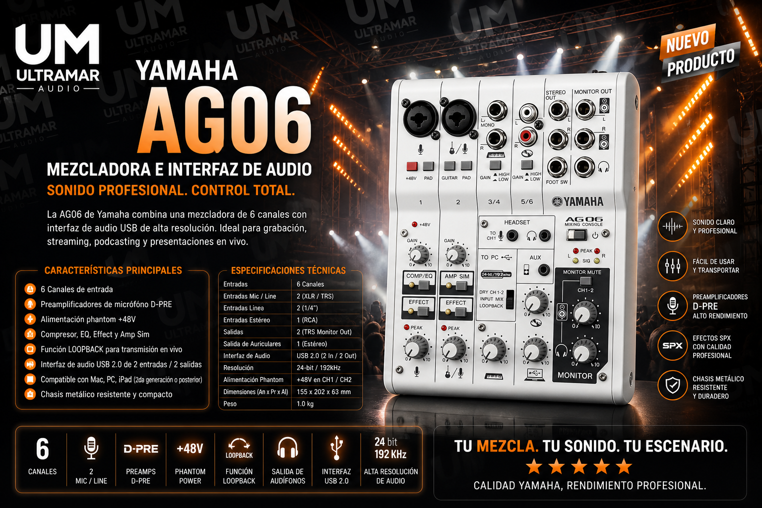 AG06 - mezcladora e interfaz de audio - YAMAHA
