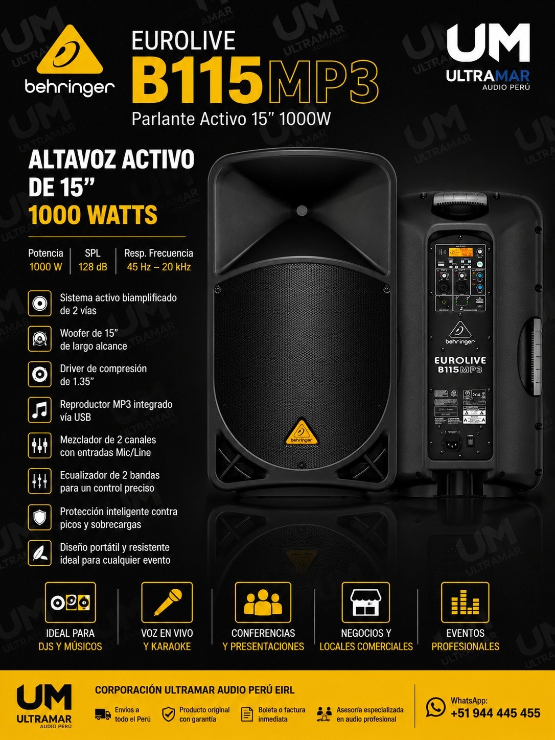 Behringer Eurolive B115MP3 Sistema de altavoces PA activo de 2