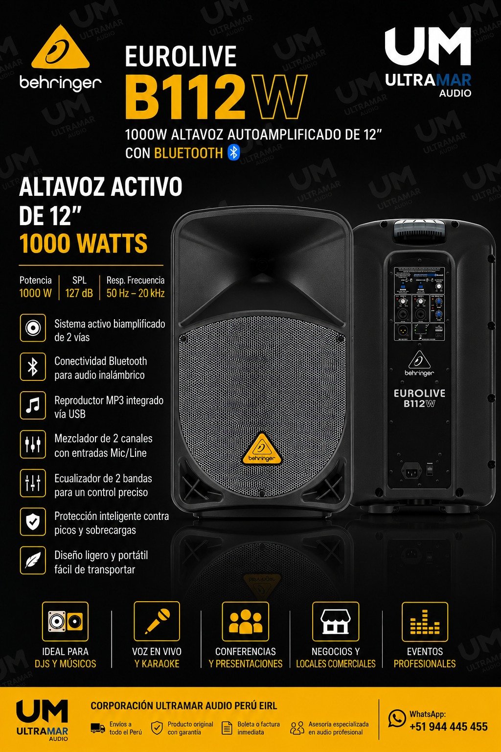 Behringer Eurolive B112W 1000W Altavoz autoamplificado de 12" con Bluetooth - Imagen 4