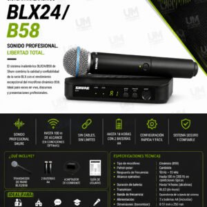 SHURE BLX24/B58 Sistema inalámbrico para voz, con micrófono Beta 58A
