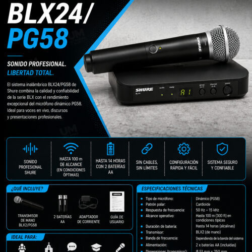 SHURE BLX24/PG58 Sistema Inalámbrico con Micrófono PG58