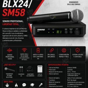 Shure BLX24/SM58 Sistema inalámbrico, con micrófono SM58
