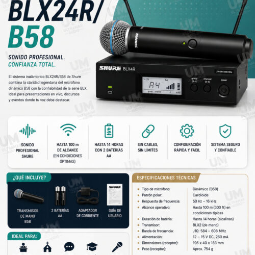 SHURE BLX24R/B58 Sistema inalámbrico con micrófono Beta 58A