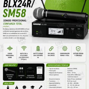 SHURE BLX24R/SM58 Sistema inalámbrico con micrófono SM58