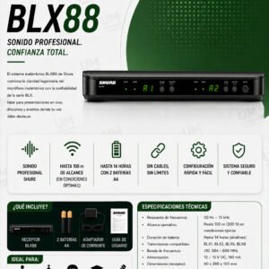 SHURE BLX88 Receptor inalámbrico dual para sistemas inalámbricos BLX
