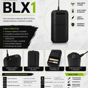 SHURE  BLX1 Transmisor inalámbrico Bodypack
