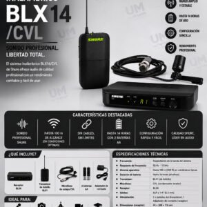SHURE BLX14/CVL Sistema inalámbrico para presentador, con micrófono lavalier CVL