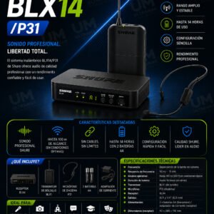 SHURE BLX14/P31 Sistema inalámbrico, con micrófono de diadema PGA31