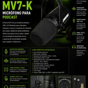 SHURE MV7-K Micrófono para Podcast