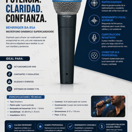 Behringer BA 85A Micrófono dinámico súper cardioide