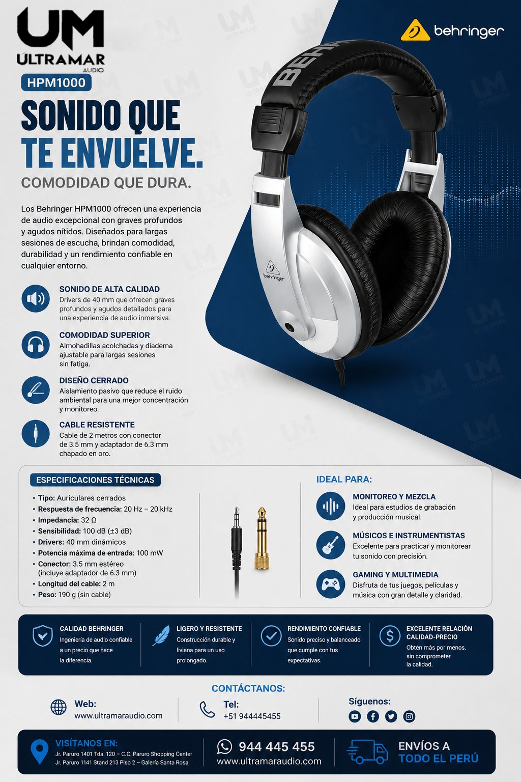 Behringer HPM1000 Auriculares multiusos