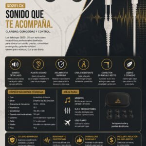 Behringer SD251 CK Auriculares de monitorización de estudio