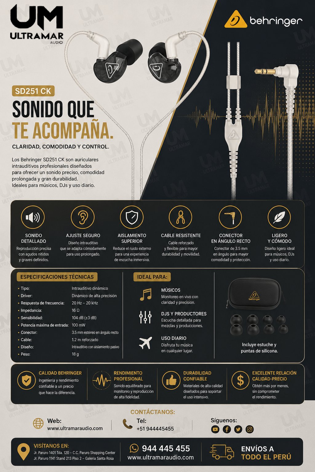 Behringer SD251 CK Auriculares de monitorización de estudio