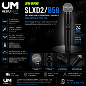 Shure SLXD2 B58 transmisor inalámbrico con cápsula Beta 58A