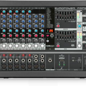 Behringer PMP580S Mezclador alimentado de 10 canales de 500 W con procesador Klark Teknik Multi-FX, compresores, sistema de detección de retroalimentación FBQ y opción inalámbrica