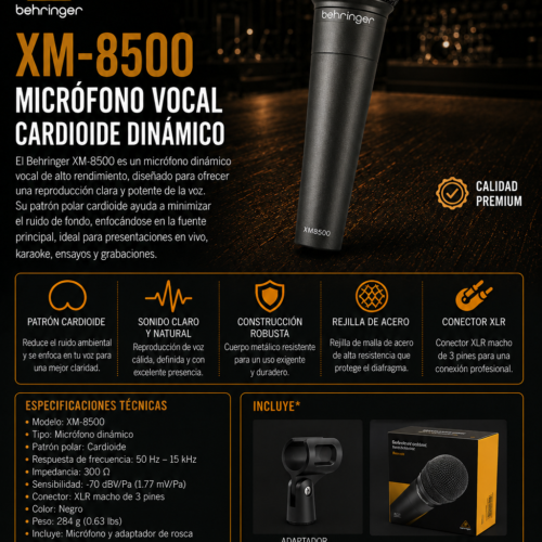 Behringer XM-8500 Micrófono vocal cardioide dinámico