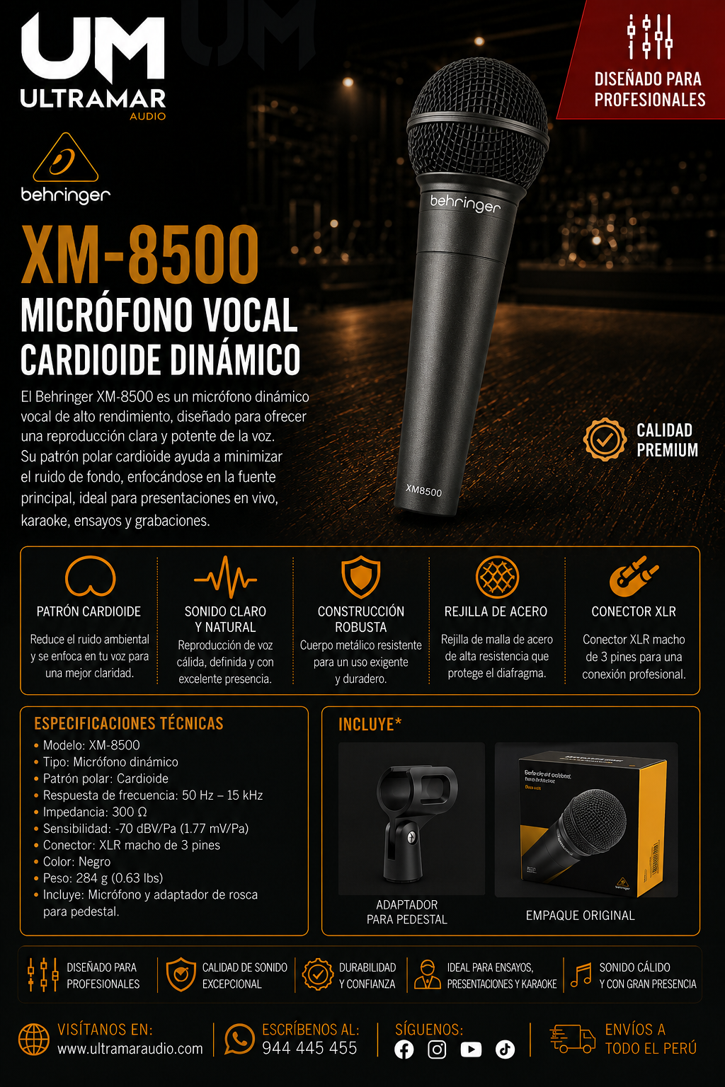 Behringer XM-8500 Micrófono vocal cardioide dinámico