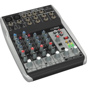 Behringer Q802USB Mezclador premium de 8 entradas y 2 buses con preamplificadores y compresores de micrófono XENYX, ecualizador británico e interfaz USB/audio