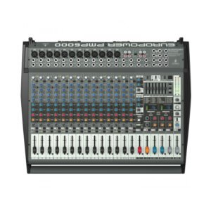 Behringer PMP6000 Mezclador autoamplificado de 1600 vatios y 20 canales con procesador dual Multi-FX y sistema de detección de retroalimentación FBQ