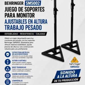 Behringer SM5002 Juego de soporte para monitor ajustable en altura para trabajo pesado