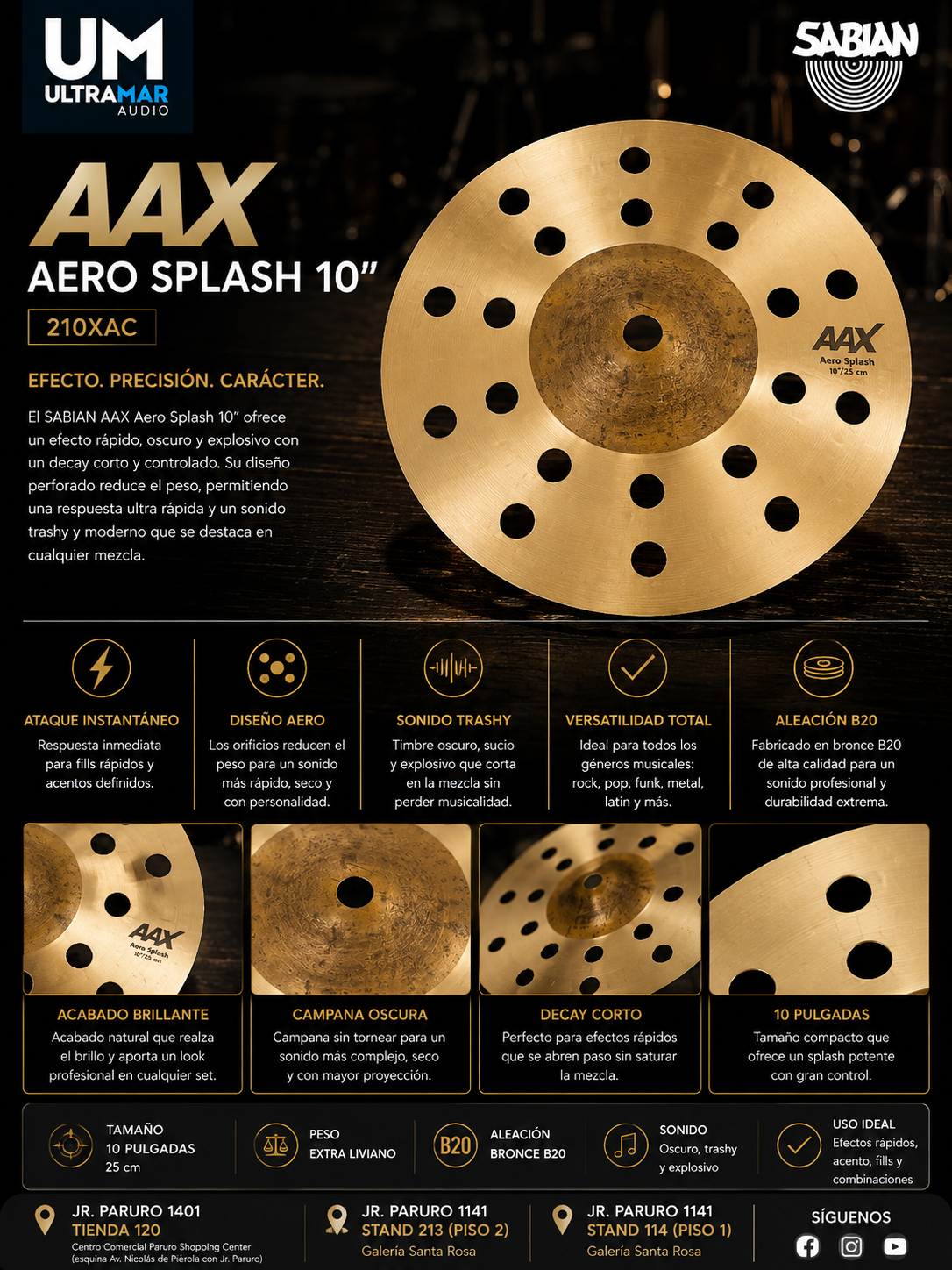 210XAC | SABIAN | PLATILLO AAX AERO SPLASH 10" - Imagen 2