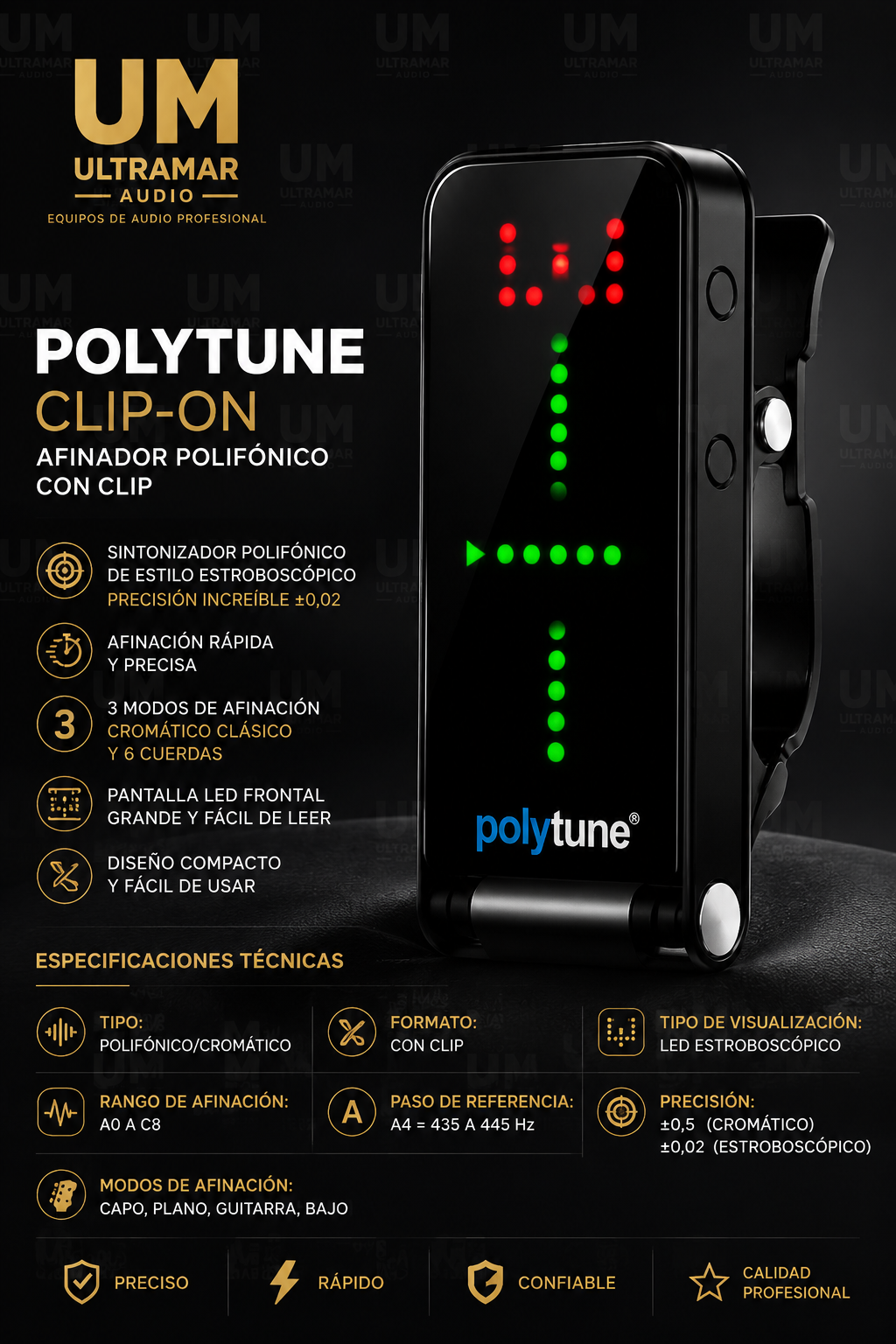 TC Electronic Polytune Clip/Black Afinador Polifónico con Clip - Imagen 5