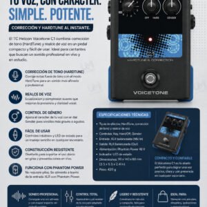 TC Helicon VOICETONE C1 Stompbox simple de 1 botón para corrección de tono flexible
