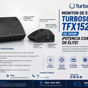 TFX152-AN | Turbosound | Monitor coaxial de 1100W 2-Way 15" Stage con tecnología Klark Teknik DSP y ULTRANET