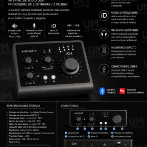 AUDIENT ID4 MKII Interfaz de Audio USB-C 2 IN 2 OUT