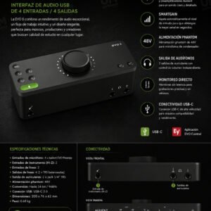 EVO8 | AUDIENT - EVO | INTERFAZ COMPACTO USB, 4 IN, 4 OUT, C/SMARTGAIN, +58 DB GANANCIA, 24 BITS 96 KHZ REALES "AUDIENT"