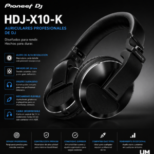 HDJ-X10-K | Pioneer | Auriculares DJ profesionales tipo diadema (Negro)