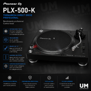 PIONEER PLX-500-K Tornamesa de tracción directa