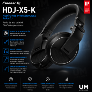 Pioneer HDJ-X5-K Audífonos circumaurales para DJ (Negro)