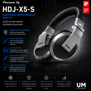 Pioneer HDJ-X5-S Audífonos dj over ear cerrados (plata silver)