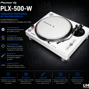 PIONEER PLX-500-W Tornamesa de tracción directa (color blanco)