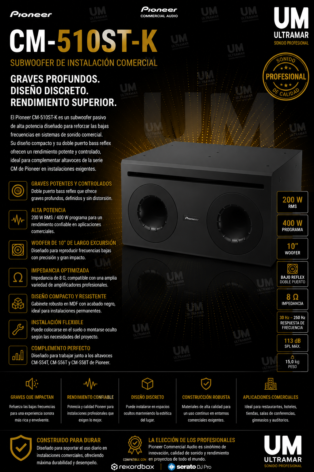 CM-510ST-K Pioneer SUBWOOFER DE 10”