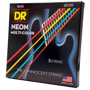 DRS-NMCB5-45 | DR STRINGS | CUERDAS HI-DEF NEON™ MULTI-COLOR: COATED BASS STRINGS: 45, 65, 85, 105, 125 "DR STRINGS"