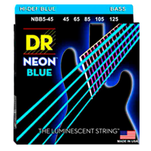 DRS-NBB5-45 | DR STRINGS | CUERDAS HI-DEF NEON™ BLUE: COATED BASS STRINGS: 45, 65, 85, 105, 125 "DR STRINGS"