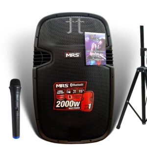 MRS MRS-3215P Caja Acústica Amplificada de 15" 2000W, C/Mic. Inalámbrico, Control remoto y USB