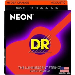 DRS-NOA-11 | DR STRINGS | CUERDAS HI-DEF NEON™ ORANGE: COATED ACOUSTIC: 11, 15, 22, 30, 40, 50 "DR STRINGS"