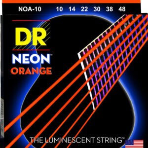 DRS-NOA-10 | DR STRINGS | CUERDAS HI-DEF NEON™ ORANGE: COATED ACOUSTIC: 10, 14, 22, 30, 38, 48 "DR STRINGS"