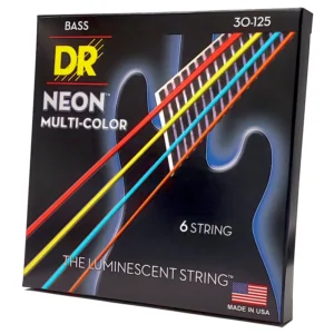 DRS-NMCB6-30 | DR STRINGS | CUERDAS HI-DEF NEON™ MULTI-COLOR: COATED BASS STRINGS: 30, 45, 65, 85, 105, 125 "DR STRINGS"